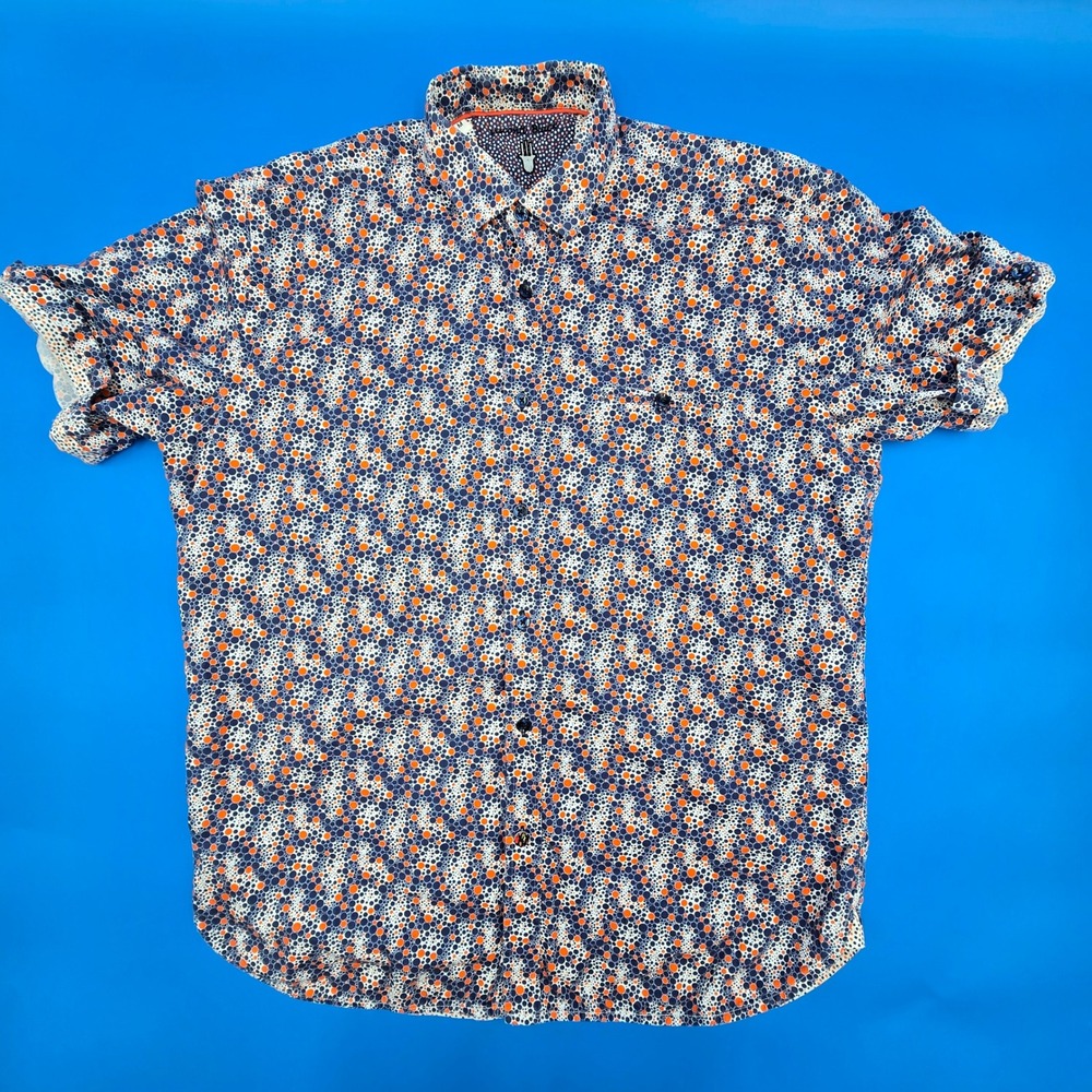 Visconti‎ Black Mens M Short Sleeve Cotton Button Down Bubble Geo Print Shirt